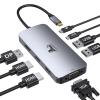 LIONWEI USB C Docking Station Dual Monitor, Laptop Docking Station 3 Monitors Quadruple Display with Dual 4K HDMI, DP, VGA, 100W PD, 3 USB C/A 2.0, Laptop Dock for Dell, Lenovo, HP, Surface view 1