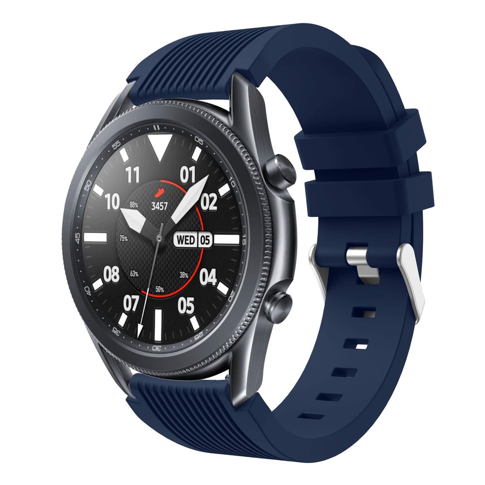 DKEnjoy 22MM Silicone Replacement Watchband Wristband Bracelet Watch Strap Wristband Compatible for Samsung Galaxy Watch 3 45MM Smartwatch (Navy)