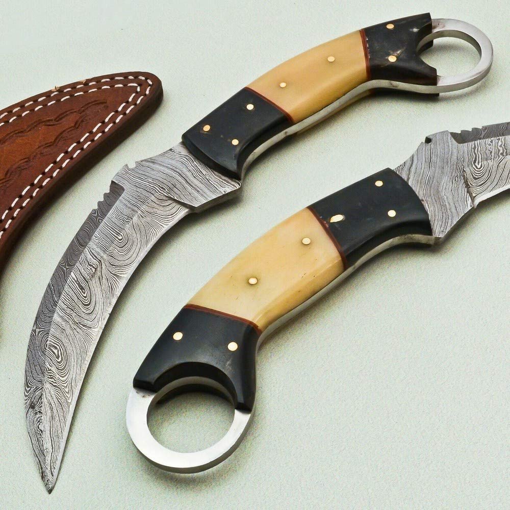Damascus KE-0513-HK Custom Handmade Knife11 Steel Hunting Karambit Knife With Sheath Outdoors Tools Hand Forged Hunting Knife/Cutting Tool/Camping/Bushcraft Knife