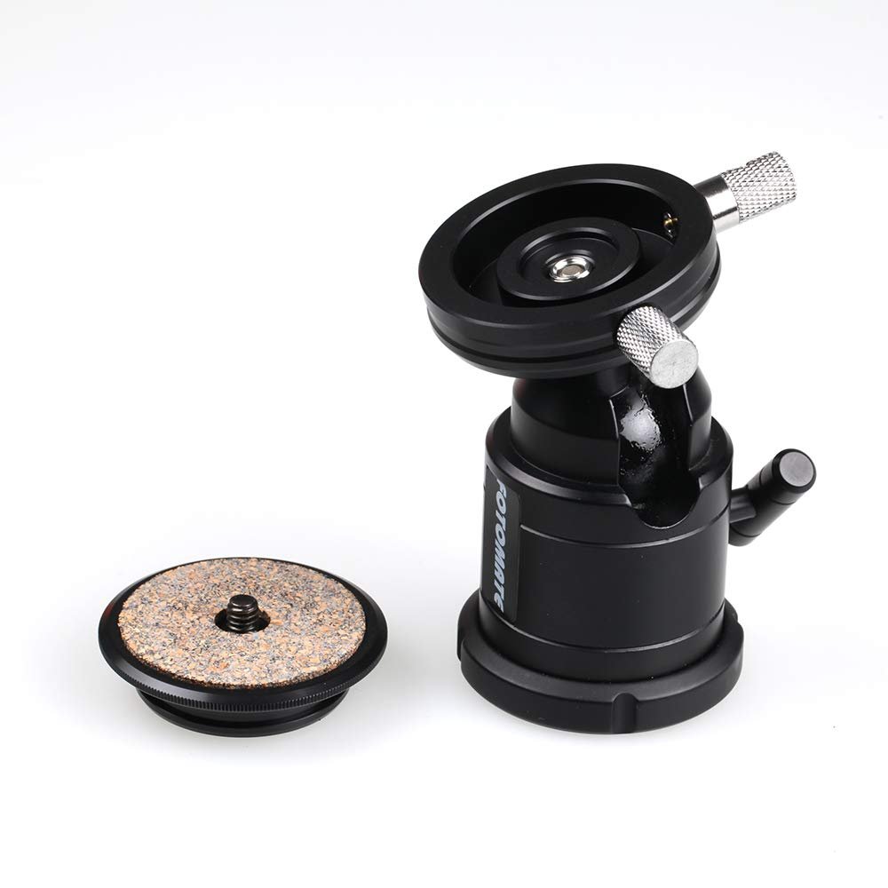 Ball Head with 1/4" or 3/8" Screw Connection, Spring-Loaded Safety Lock for Quick Release Platform, 360 Rotatable (H-28QR)