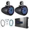 KICKER 2 8" 600w Marine Boat KMTES8 Wakeboard Tower Speakers w/LED's+Amplifier view 1