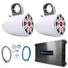 KICKER Pair 45KM84L 8" 600W Marine Boat Waterproof Speakers w/LED's KM8 Bundle with Pair 43KMTES8W Tower Enclosures, Rockville DBM25 MarineAmp and Rockville RMWK4 Marine Amplifier view 1