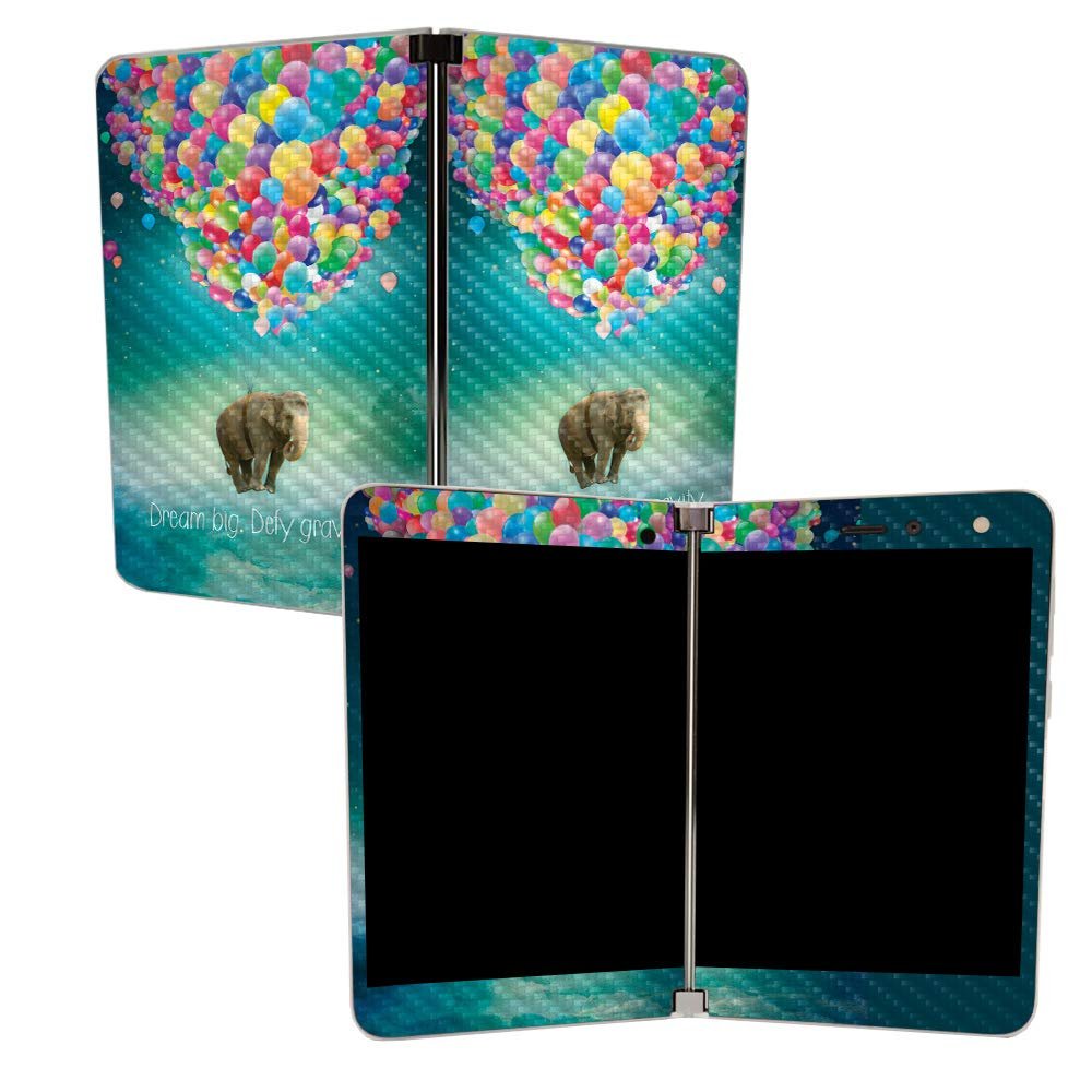Mighty Skins Carbon Fiber Skin for Microsoft Surface Duo - Elephant Balloons | Protective, Durable Textured Carbon Fiber Finish | Easy to Apply | Made in The USA