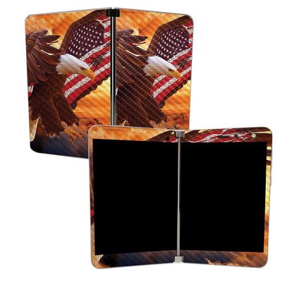 MIGHTY SKINS MightySkins Carbon Fiber Skin for Microsoft Surface Duo - Bald Eagle | Protective, Durable Textured Carbon Fiber Finish | Easy to Apply, Remove, and Change Styles | Made in The USA