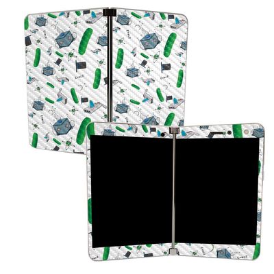 MIGHTY SKINS Carbon Fiber Skin for Microsoft Surface Duo - Science Cartoon | Protective, Durable Textured Carbon Fiber Finish | Easy to Apply | Made in The USA