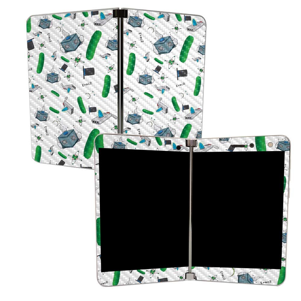 MIGHTY SKINS Carbon Fiber Skin for Microsoft Surface Duo - Science Cartoon | Protective, Durable Textured Carbon Fiber Finish | Easy to Apply | Made in The USA