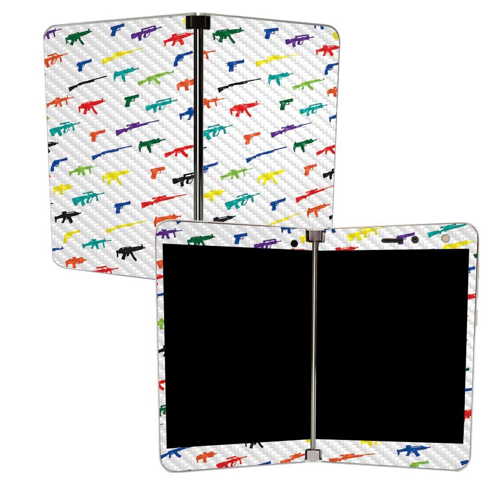 MIGHTY SKINS MightySkins Carbon Fiber Skin for Microsoft Surface Duo - Fun Guns | Protective, Durable Textured Carbon Fiber Finish | Easy to Apply, Remove, and Change Styles | Made in The USA