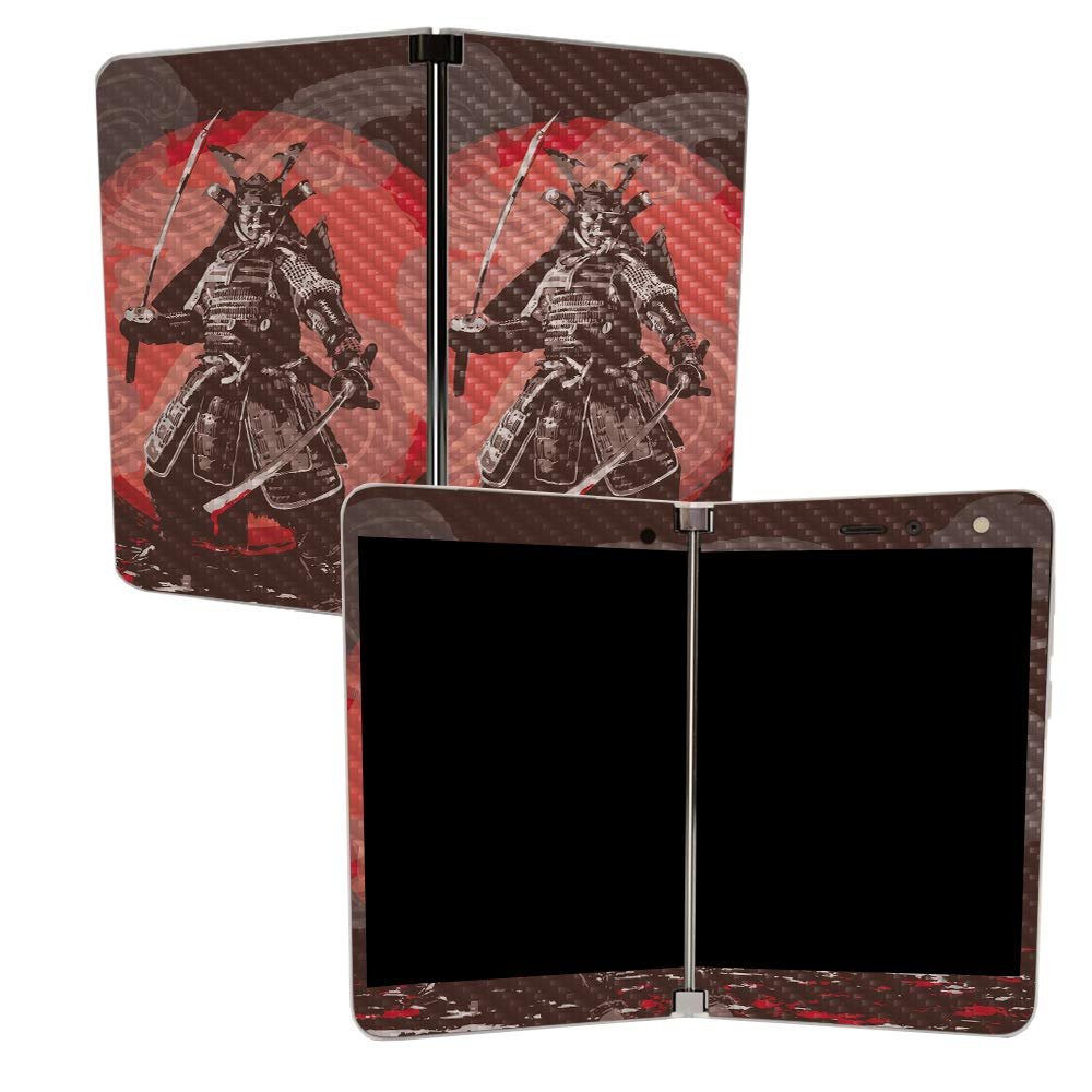 MIGHTY SKINS Carbon Fiber Skin for Microsoft Surface Duo - Samurai Battle | Protective, Durable Textured Carbon Fiber Finish | Easy to Apply | Made in The USA