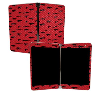 MightySkins Carbon Fiber Skin for Microsoft Surface Duo - Guns | Protective, Durable Textured Carbon Fiber Finish | Easy to Apply, Remove, and Change Styles | Made in The USA (CF-MISURDUO-Guns)