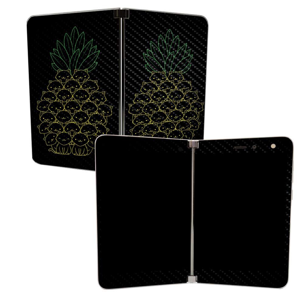 MIGHTY SKINS Carbon Fiber Skin for Microsoft Surface Duo - Cat Pineapple | Protective, Durable Textured Carbon Fiber Finish | Easy to Apply | Made in The USA