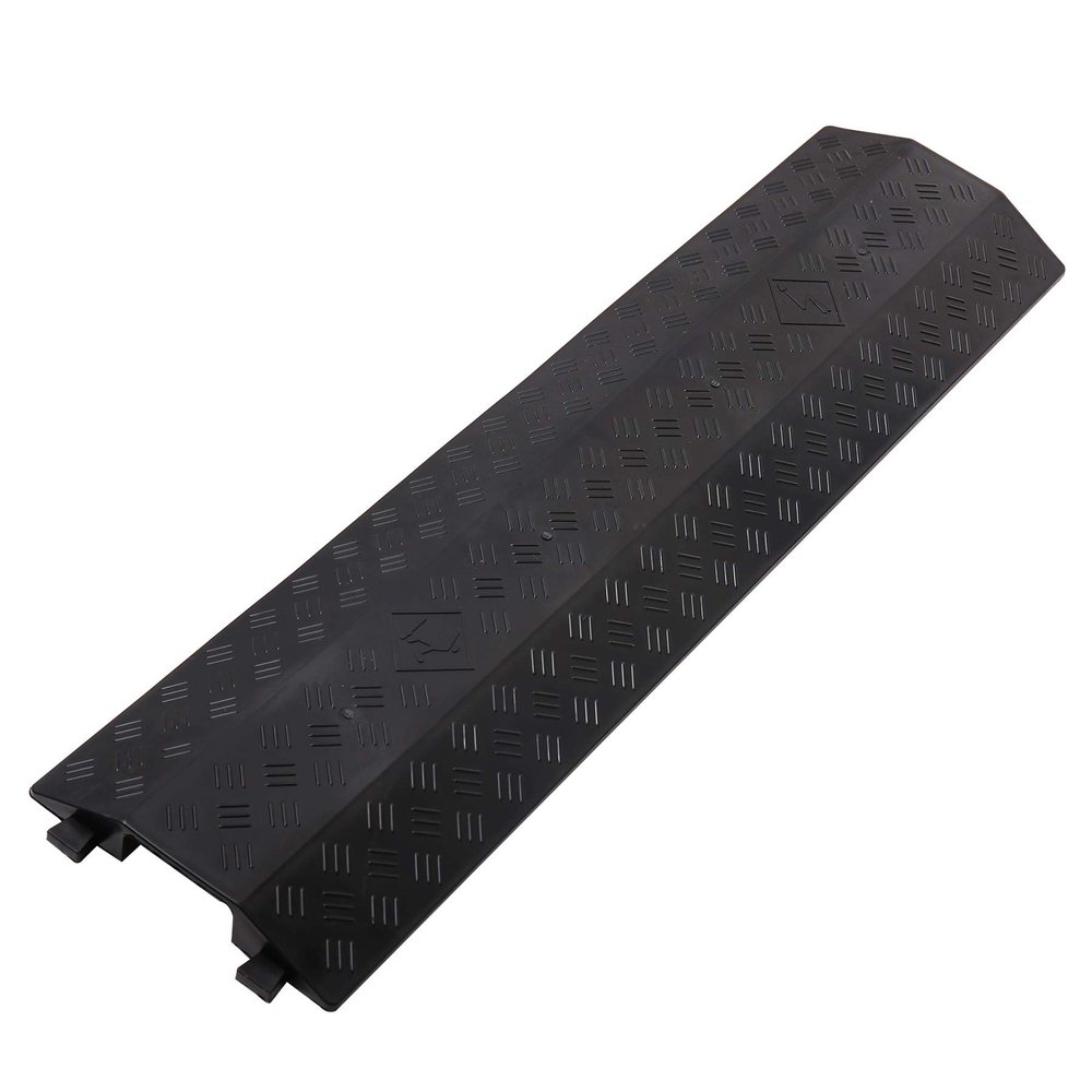 Anbotek - Medium 3 Pack - Floor Cord Cover Cord Protector Drop Over Drop Trak Cable Ramp for Office Warehouse - Black
