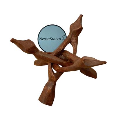NESSASTORES 3 Wooden Tripod Stand - 6" Hand Carved Room Decor Holder, Ideal Crystal Ball Stand, Rock Stand, Vase Holder Stand for Abalone Shell, Decorative Bowl, Sphere, or Geode JC-046