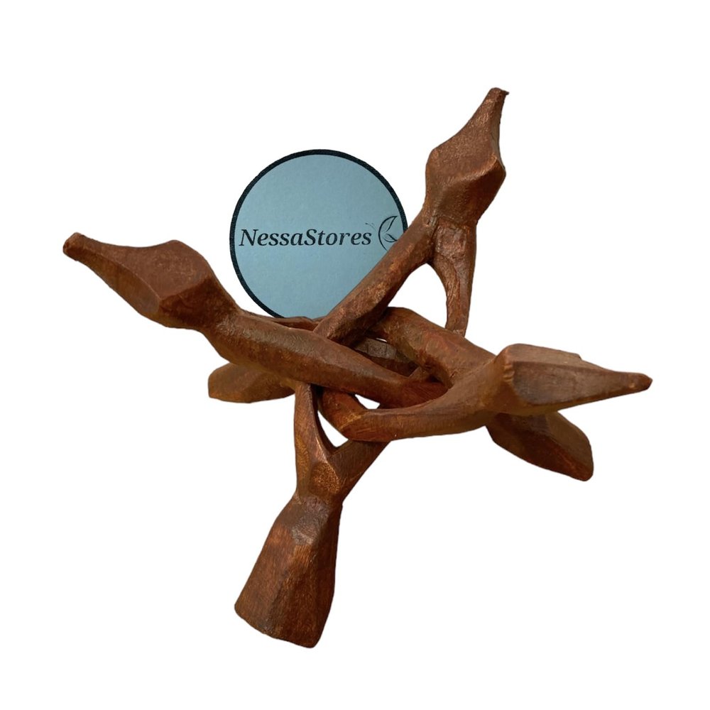 NESSASTORES 3 Wooden Tripod Stand - 6" Hand Carved Room Decor Holder, Ideal Crystal Ball Stand, Rock Stand, Vase Holder Stand for Abalone Shell, Decorative Bowl, Sphere, or Geode JC-046