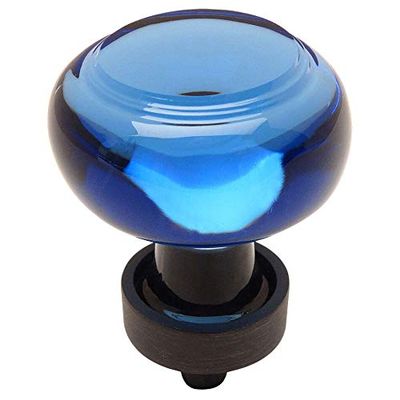 PJS Hardware 6355ORB-BL Oil Rubbed Bronze & Blue Glass Cabinet Knobthe Best!