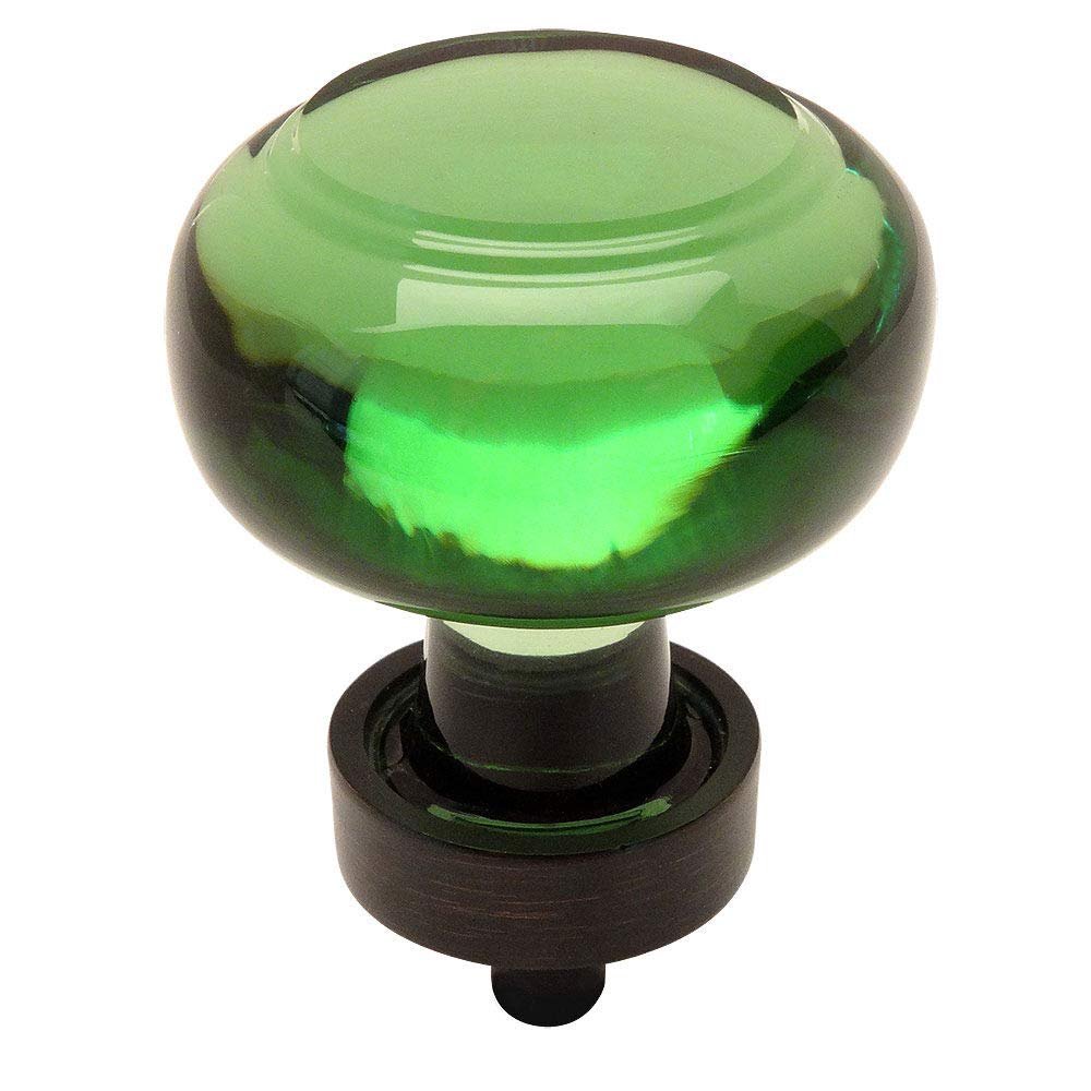 PJS Hardware 6355ORB-EM Oil Rubbed Bronze & Emerald Glass Cabinet Knobthe Best!