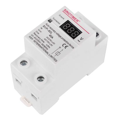 230V AC 40A Digital Din Rail Automatic Recovery Over Under Voltage Protector with Voltmeter Display