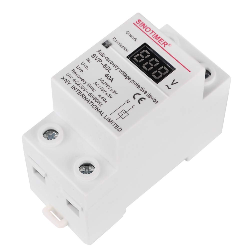 230V AC 40A Digital Din Rail Automatic Recovery Over Under Voltage Protector with Voltmeter Display