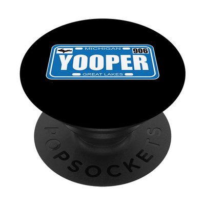 Yooper Michigan License Plate 906 Upper Peninsula PopSockets Grip and Stand for Phones and Tablets