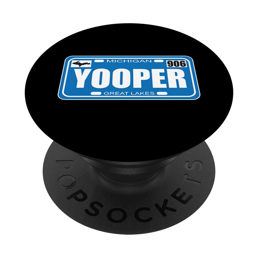 Yooper Michigan License Plate 906 Upper Peninsula PopSockets Grip and Stand for Phones and Tablets