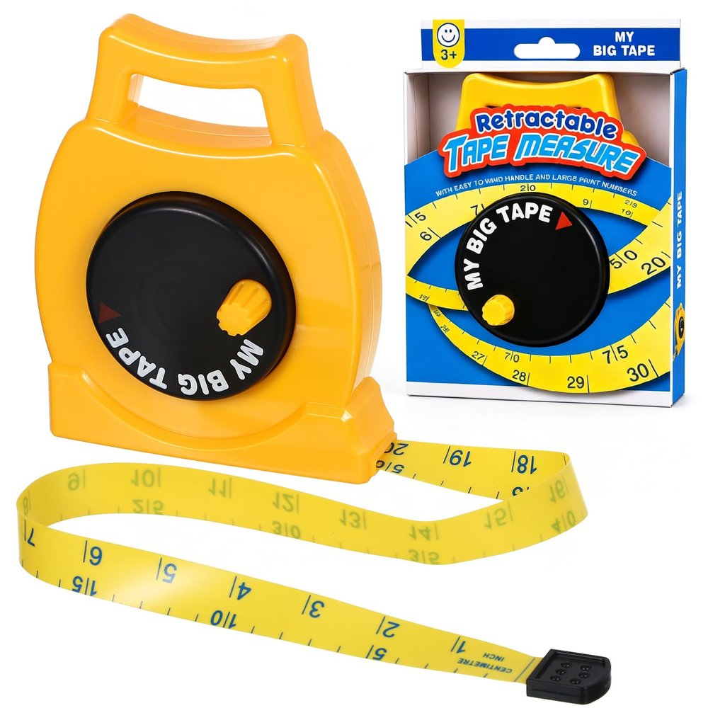 Kids Tape Measure Toy - Retractable Measuring Tape for Children, Body Measurement & Pretend Construction Play, Easy-Read Educational STEM Toy Gift for Boys Girls 3+