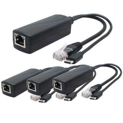 ANVISION 4-Pack 5V PoE Splitter, USB Type C, 48V to 5V 2.4A, IEEE 802.3af Compliant, 10/100Mbps