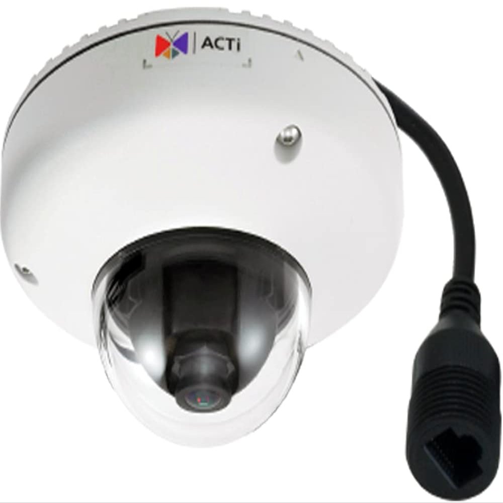 ACTi E918 3MP Outdoor Mini Dome Camera with Fixed Lens, f1.9mm/F2.8 (HOV:126.4 (Overview), 77.1 (High Detail)), H.264, 1080p/30fps, DNR, Audio, MicroSDHC/MicroSDXC, PoE, IP68, IK10, EN50155