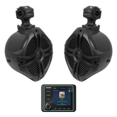 Kicker Kmc5 Marine Digital Media Receiver W/Bluetooth+6.5" Black Tower Speakers