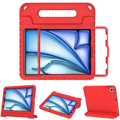 BMOUO Kids Case for iPad Air 11-inch M3 (2025) / M2 (2024), iPad Air 5th Generation (2022) / Air 4th Gen (2020) 10.9 Inch, Shockproof Protective Kids Case with Convertible Handle Stand, Red