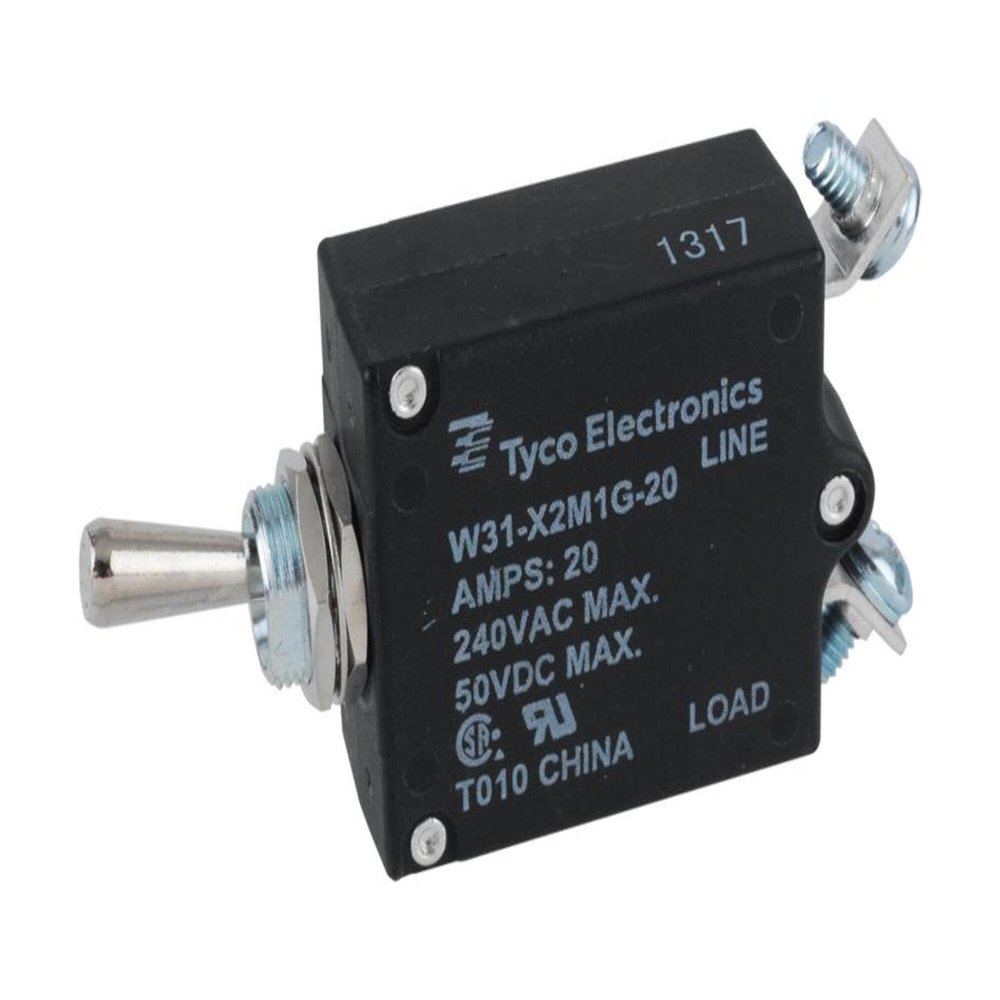TE Connectivity W31-X2M1G-20 Circuit Breaker Therm Togl 20A Panel 1 Pole Vol-Rtg 240VAC/50VDC W31-X2M1G-20