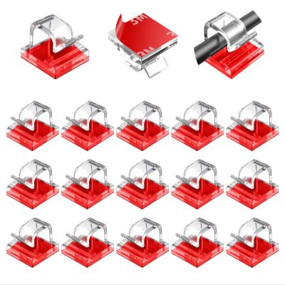 Halsouy Cable Clips 100pcs, Wire Clips, Durable Strong Adhesive Cable Organizer Cord Holder Wire Management, Cable Management Clips for Desk, Wall, Car, TV, Ethernet Cable (Clear, Small)
