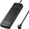 Witeem Surge Protector Power Strip - 12 Outlets,3 USB+USB-C 3.4A Ports, 6Ft Extension Cord, 1875W/15A, 4360Joules, Overload Protection - Ideal for Home & Office Use (Black-USBC) view 1