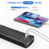 Witeem Surge Protector Power Strip - 12 Outlets,3 USB+USB-C 3.4A Ports, 6Ft Extension Cord, 1875W/15A, 4360Joules, Overload Protection - Ideal for Home & Office Use (Black-USBC) view 2