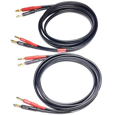 CNCESS CESS-037-3f Banana Plug Male to Male Speaker Cable 12 Gauge 680 Strand Count Silicone Soft Wire, 2 Cables (3 FEET)