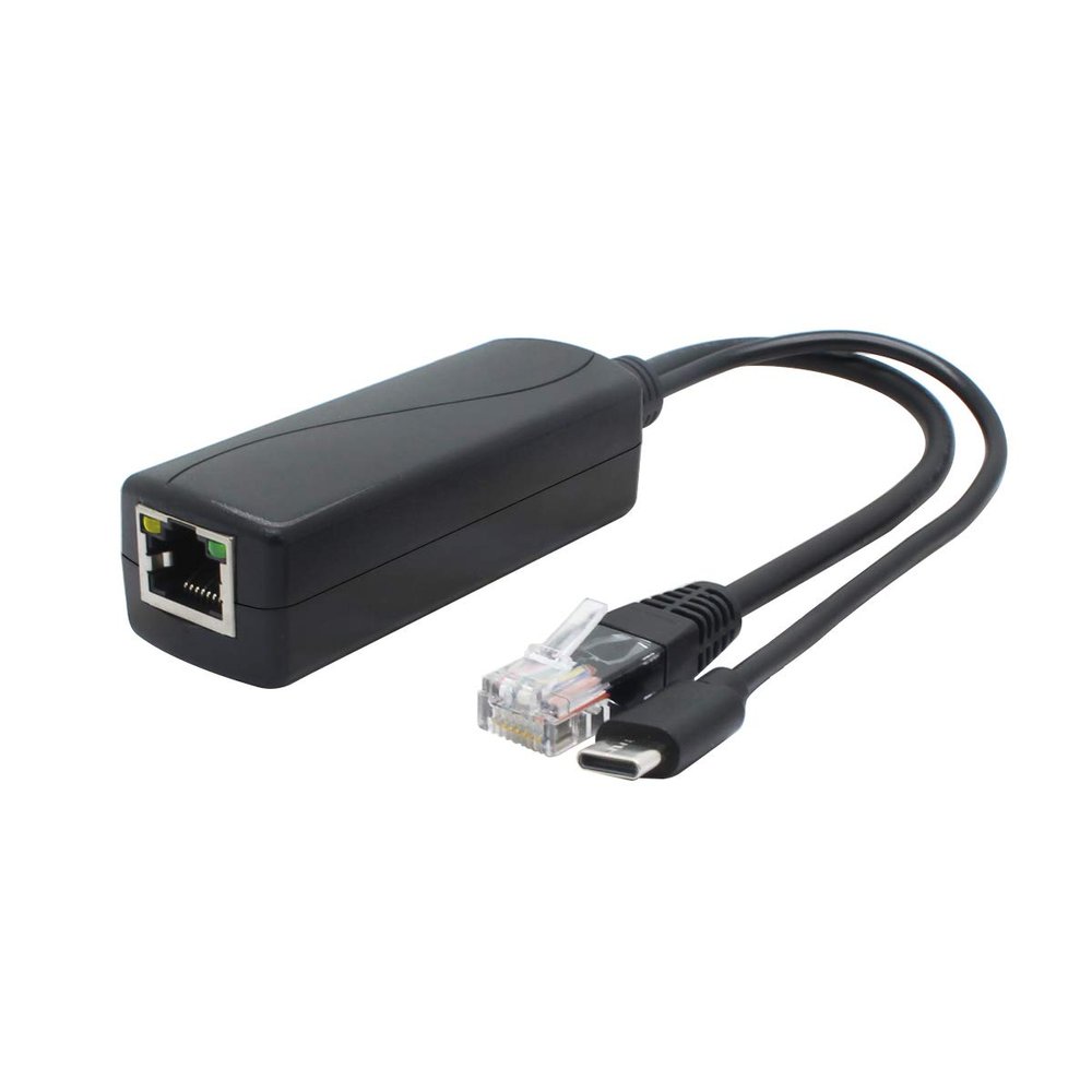 ANVISION 5V Gigabit PoE Splitter, USB Type C, 48V to 5V 2.4A Adaper, IEEE 802.3af Compliant
