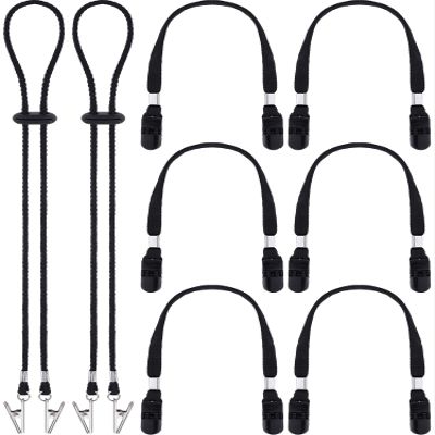 Black Adjustable Hat Strap Clips Windproof Clips Cap Retainers Anti-Lost Strap with Cord Locks for Sports(Simple Style)