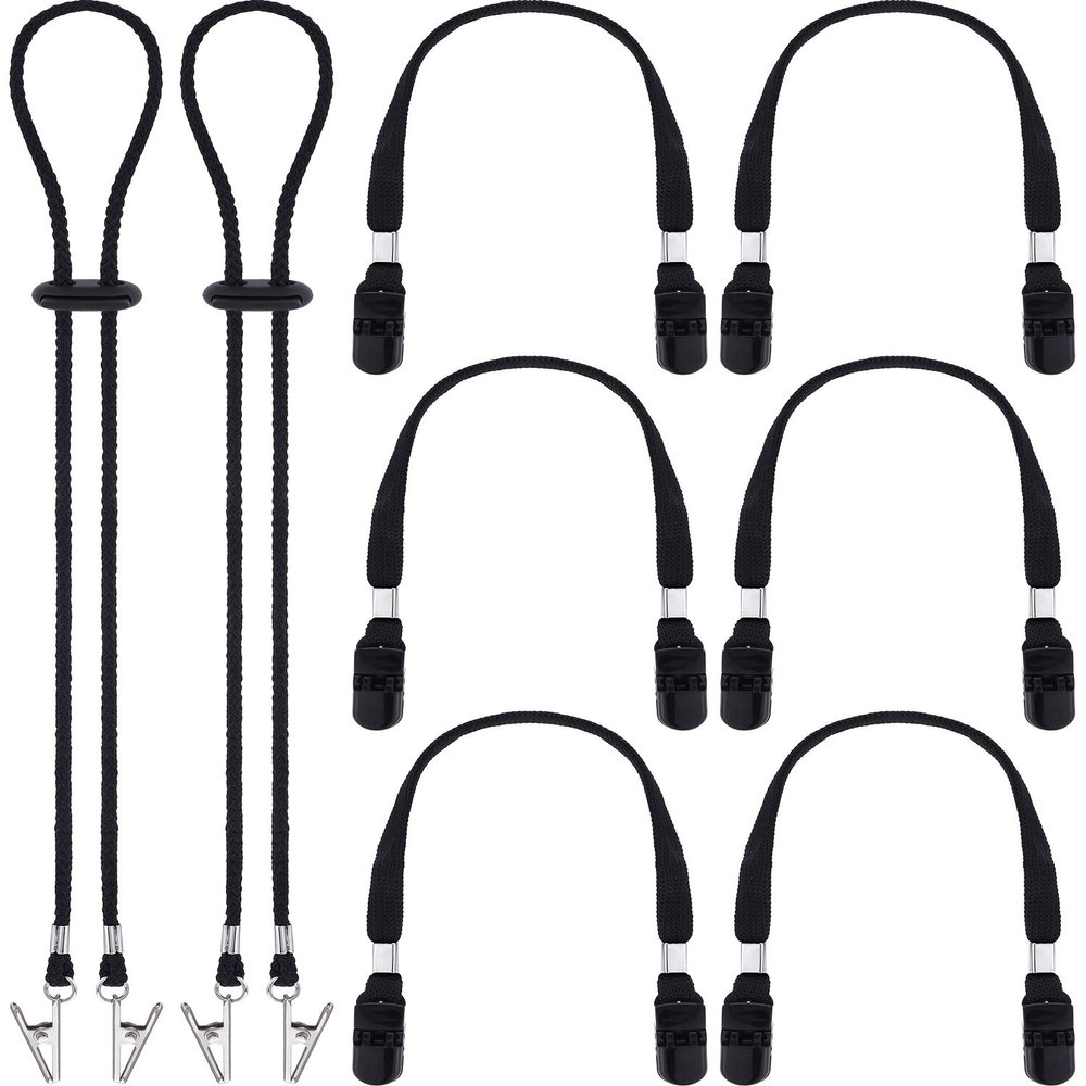 Black Adjustable Hat Strap Clips Windproof Clips Cap Retainers Anti-Lost Strap with Cord Locks for Sports(Simple Style)