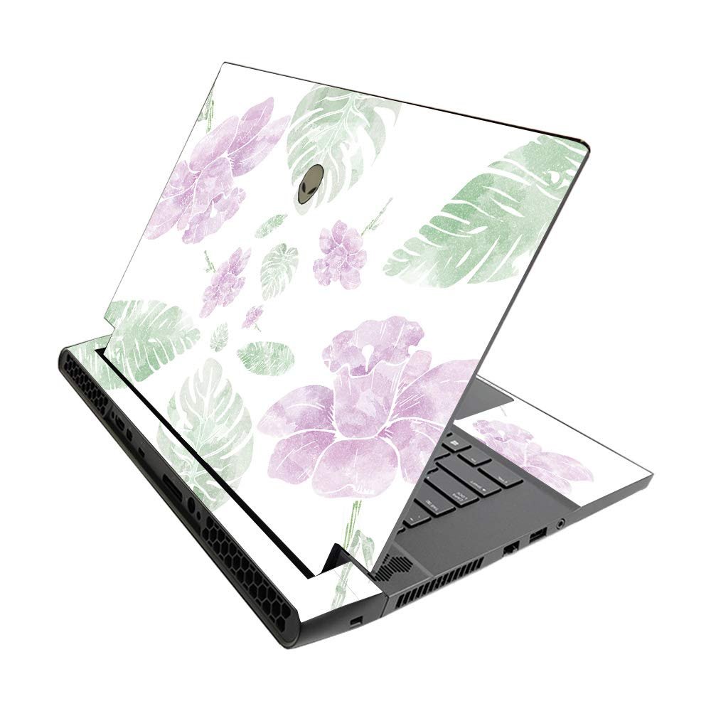 MightySkins Glossy Glitter Skin for Alienware M15 R3 (2020) & M15 R4 (2021) - Water Color Flowers | Durable High-Gloss Glitter Finish | Easy to Apply and Change Style | Made in The USA