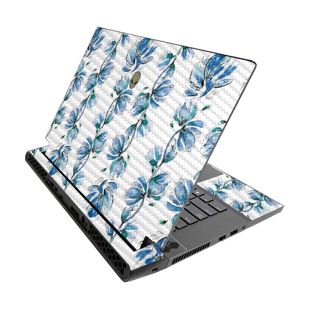 MIGHTY SKINS MightySkins Carbon Fiber Skin for Alienware M15 R3 (2020) & M15 R4 (2021) - Blue Vines | Durable Textured Carbon Fiber Finish | Easy to Apply and Change Style | Made in The USA