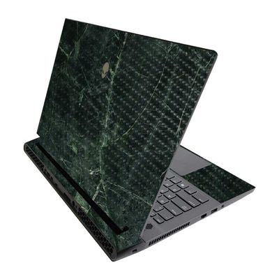 MightySkins Carbon Fiber Skin for Alienware M17 R3 (2020) & M17 R4 (2021) - Green Marble | Durable Textured Carbon Fiber Finish | Easy to Apply and Change Style | Made in The USA
