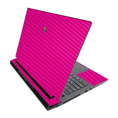 MightySkins Carbon Fiber Skin for Alienware M17 R3 (2020) & M17 R4 (2021) - Solid Hot Pink | Durable Textured Carbon Fiber Finish | Easy to Apply | Made in The USA