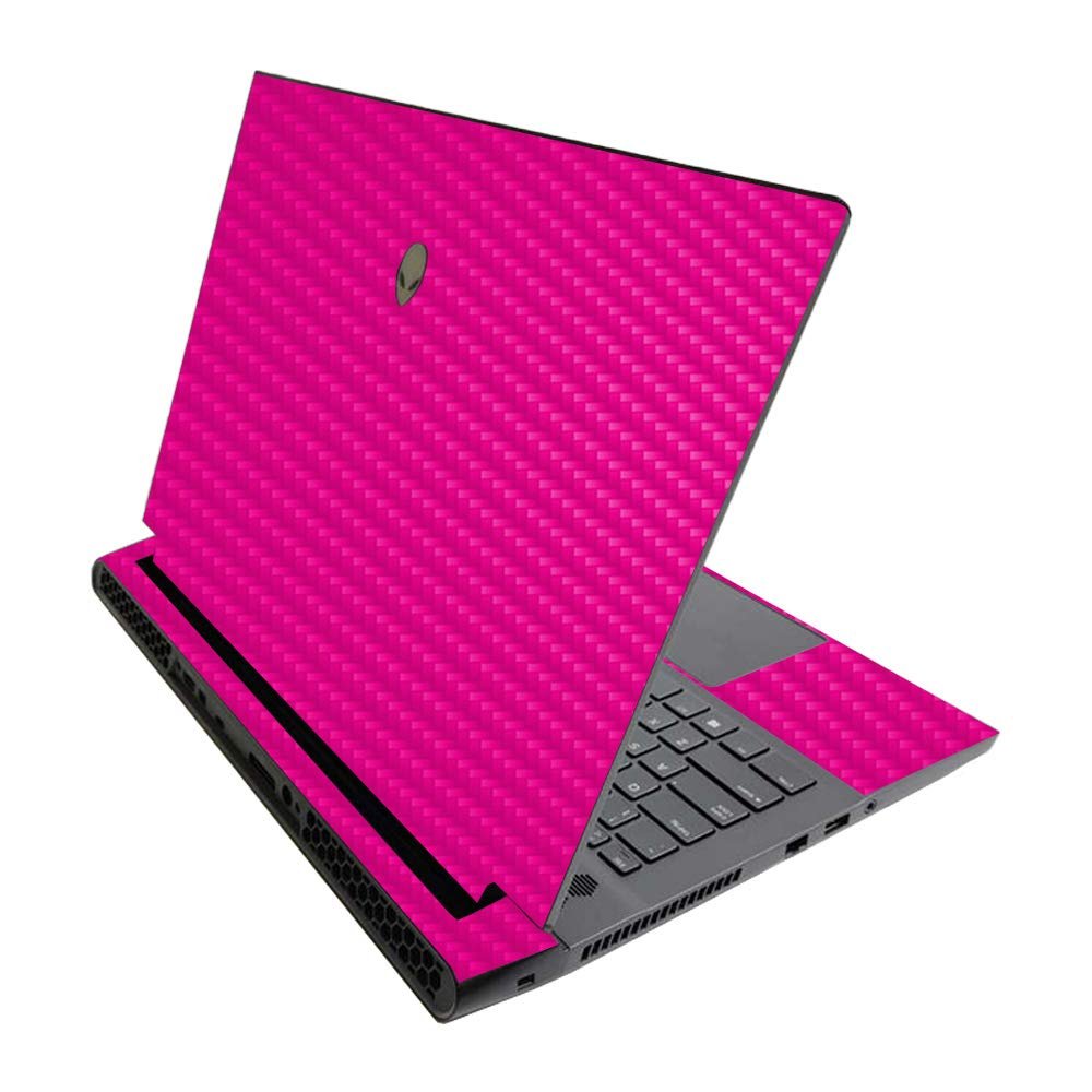 MightySkins Carbon Fiber Skin for Alienware M17 R3 (2020) & M17 R4 (2021) - Solid Hot Pink | Durable Textured Carbon Fiber Finish | Easy to Apply | Made in The USA