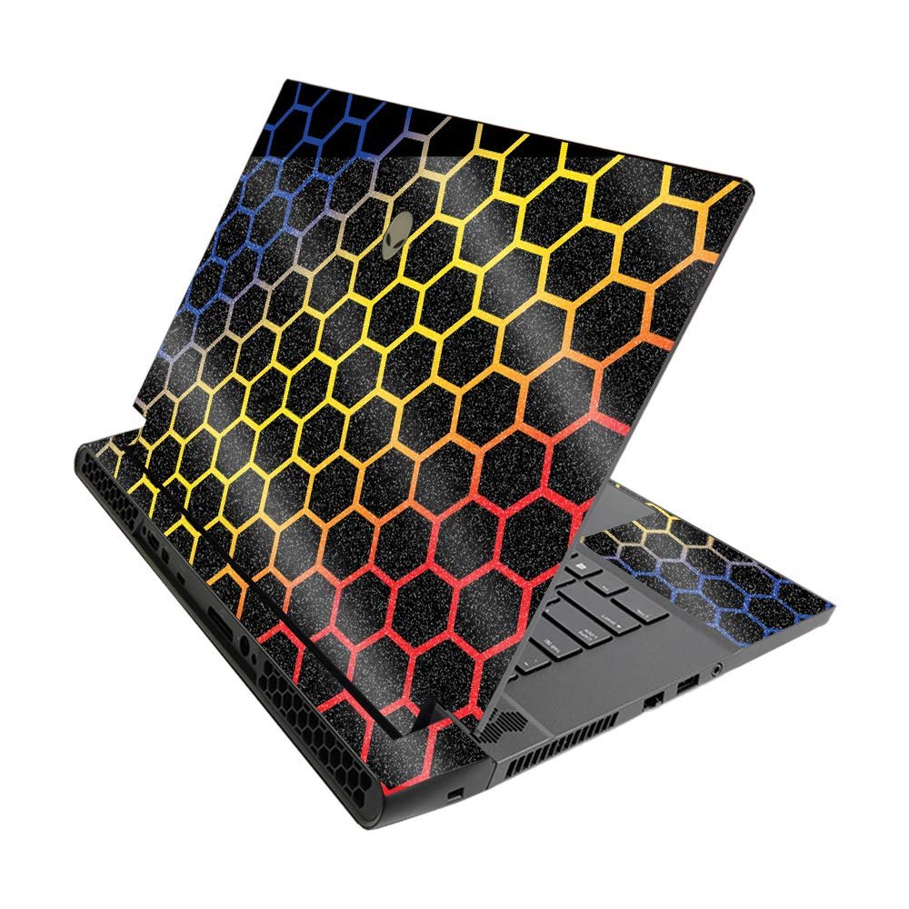 MightySkins Glossy Glitter Skin for Alienware M15 R3 (2020) & M15 R4 (2021) - Primary Honeycomb | Durable High-Gloss Glitter Finish | Easy to Apply and Change Style | Made in The USA