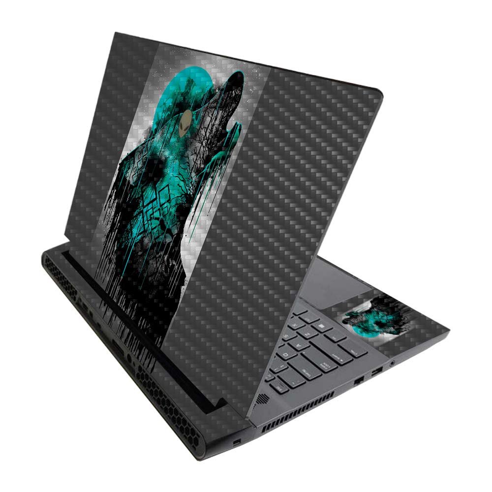 MightySkins Carbon Fiber Skin for Alienware M17 R3 (2020) & M17 R4 (2021) - Under The Moon | Durable Textured Carbon Fiber Finish | Easy to Apply | Made in The USA