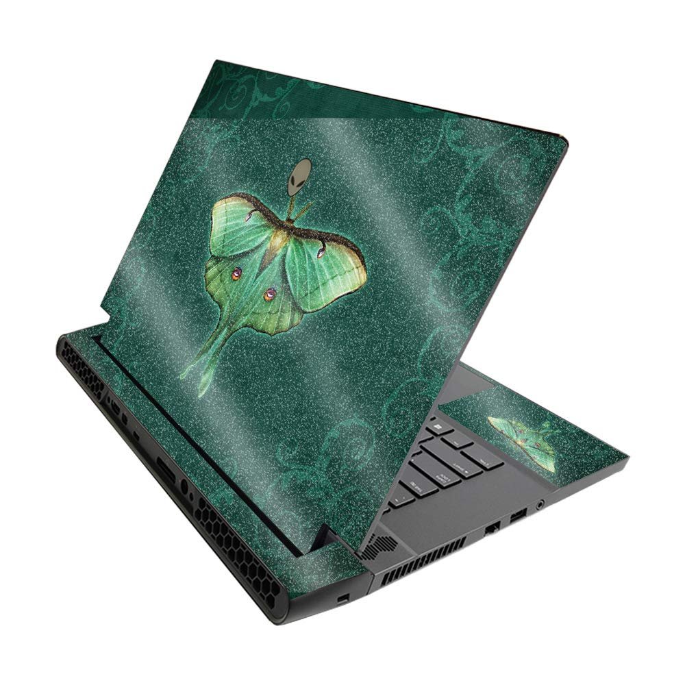 MightySkins Glossy Glitter Skin for Alienware M15 R3 (2020) & M15 R4 (2021) - Luna Moth | Durable High-Gloss Glitter Finish | Easy to Apply and Change Style | Made in The USA
