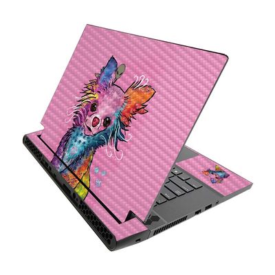 MightySkins Carbon Fiber Skin for Alienware M15 R3 (2020) & M15 R4 (2021) - Chihuahua Rainbow | Durable Textured Carbon Fiber Finish | Easy to Apply | Made in The USA