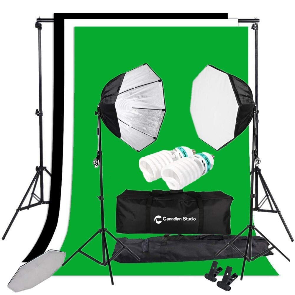 Canadian Studio Photography Studio Continuous 26" Octagonal Soft Box Lighting Light Kit with Photo E26, E27 CFL 135Watt 5500K Bulb and Light Stand for Photo Studio and Photo/Video Shooting (2 pack