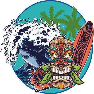 Multi-Colored Totem Pole Large Polynesian Carvings Decor Ancestors Culture Design Wall Decal Sticker | 21" x 29" Vinyl Home Art Tiki Statue Adhesive Bedroom Living Room Decoration