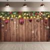 Blulu Christmas Backdrop for Photography - Fabric Wood Pattern Background with Pine Tree & Ornaments - Merry Xmas Photo Background, 72.8 x 43.3 Inch view 1