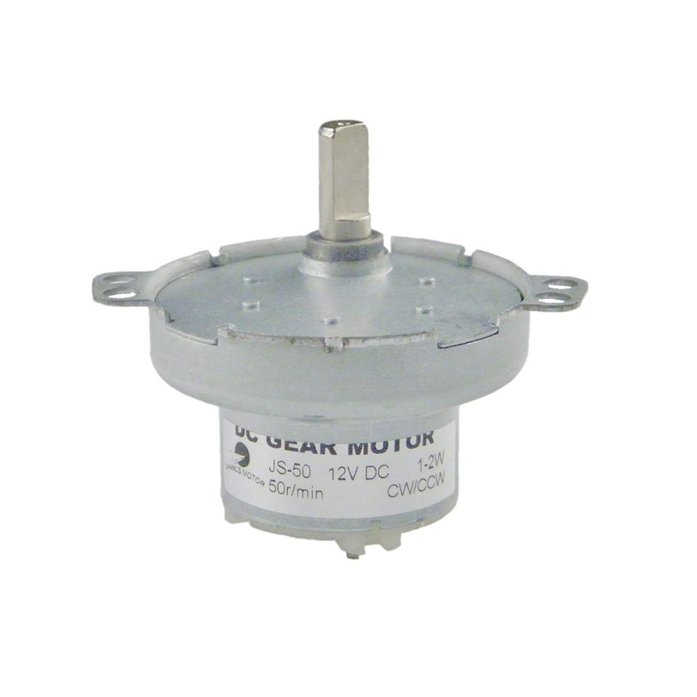 CHANCS Metal Outer Reduction Gear Box DC 12V JS-50 50RPM D-Shaft CW/CCW Mini DC Gear Motor