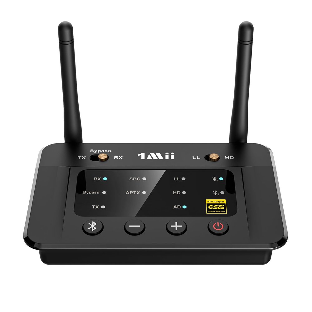 1Mii B03Pro Bluetooth 5.3 Transmitter Receiver for Home Stereo TV, HiFi Wireless Audio Adapter with Audiophile DAC & aptX Low Latency/HD/Adaptive, Long Range, Optical RCA AUX 3.5mm Outputs/Inputs